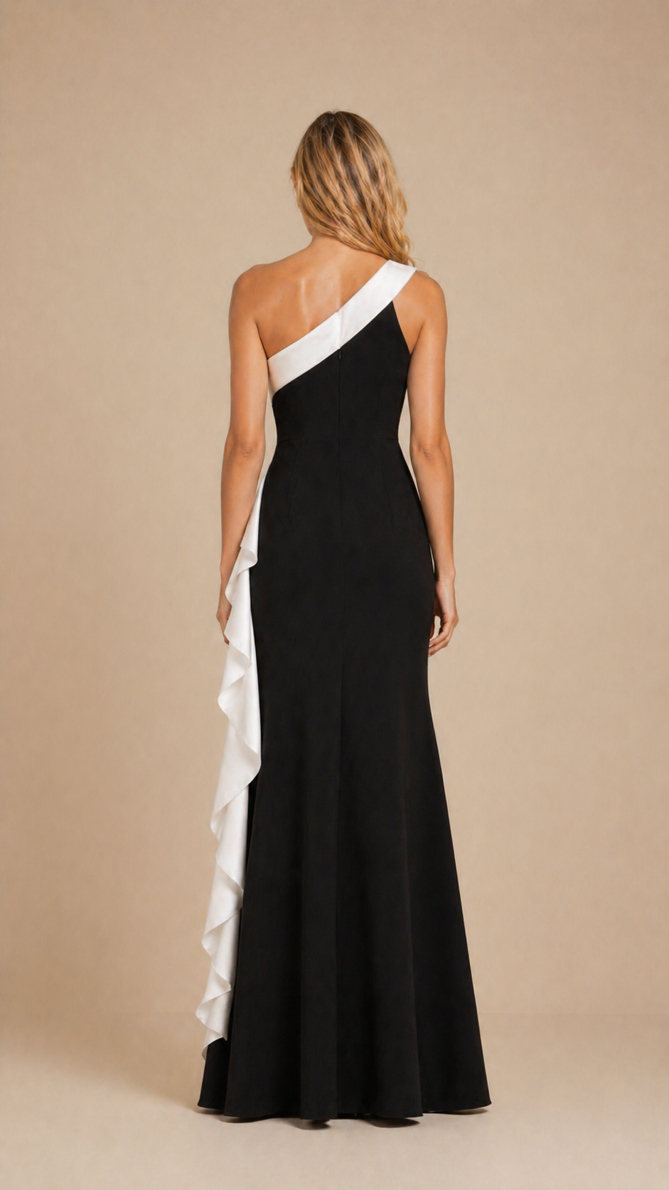 VALERIA CONTRAST RUFFLE MAXI DRESS