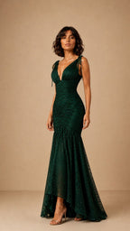 LIVIA OLIVE SEQUIN HALTER MAXI DRESS