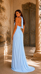 CAPRI ICE BLUE HALTER MAXI DRESS