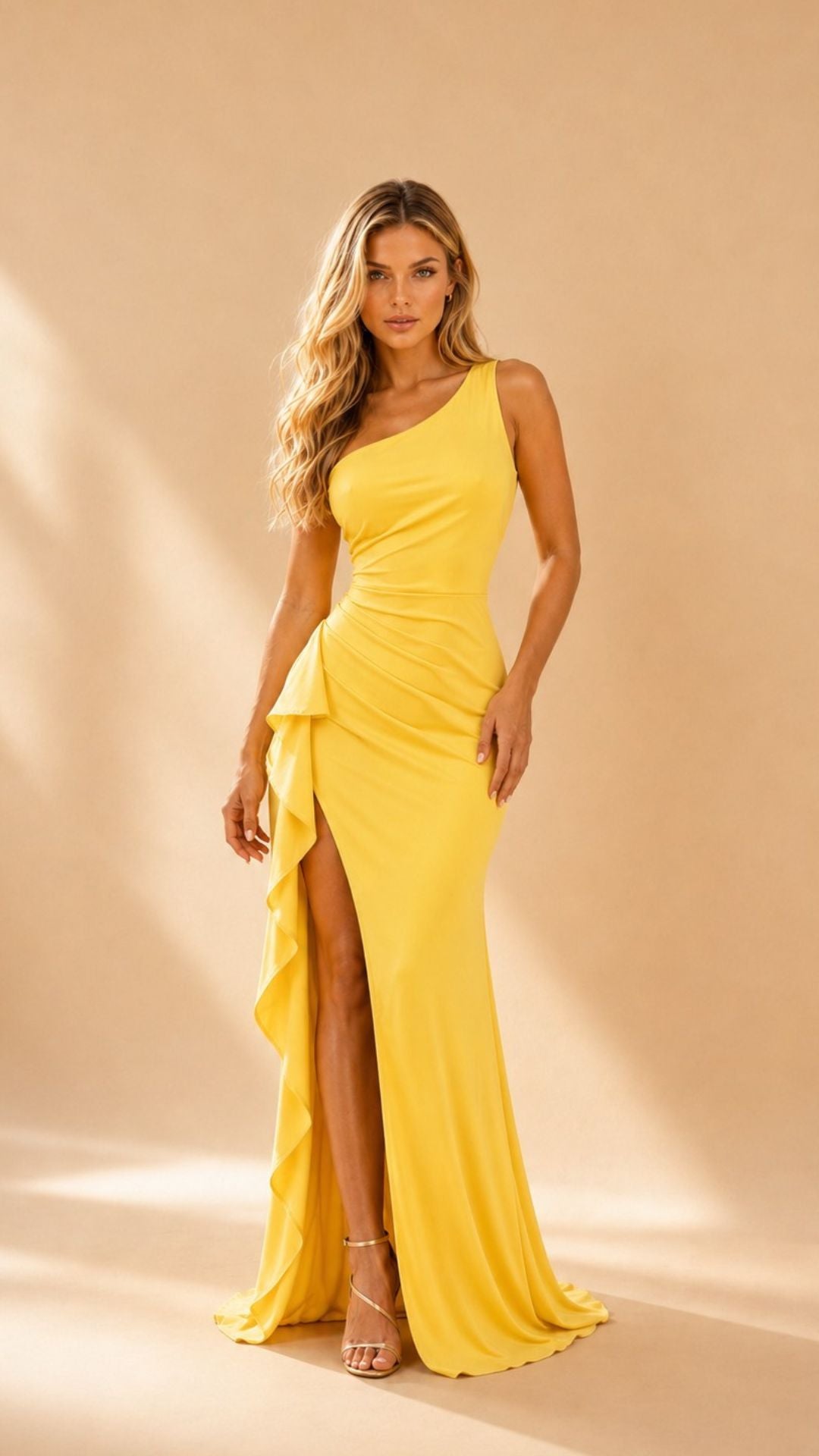SOLEA LEMON ONE-SHOULDER MAXI DRESS