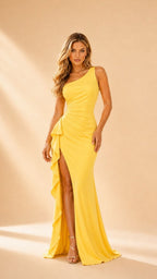 SOLEA LEMON ONE-SHOULDER MAXI DRESS