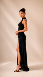 SELENE BLACK STRETCH MAXI DRESS
