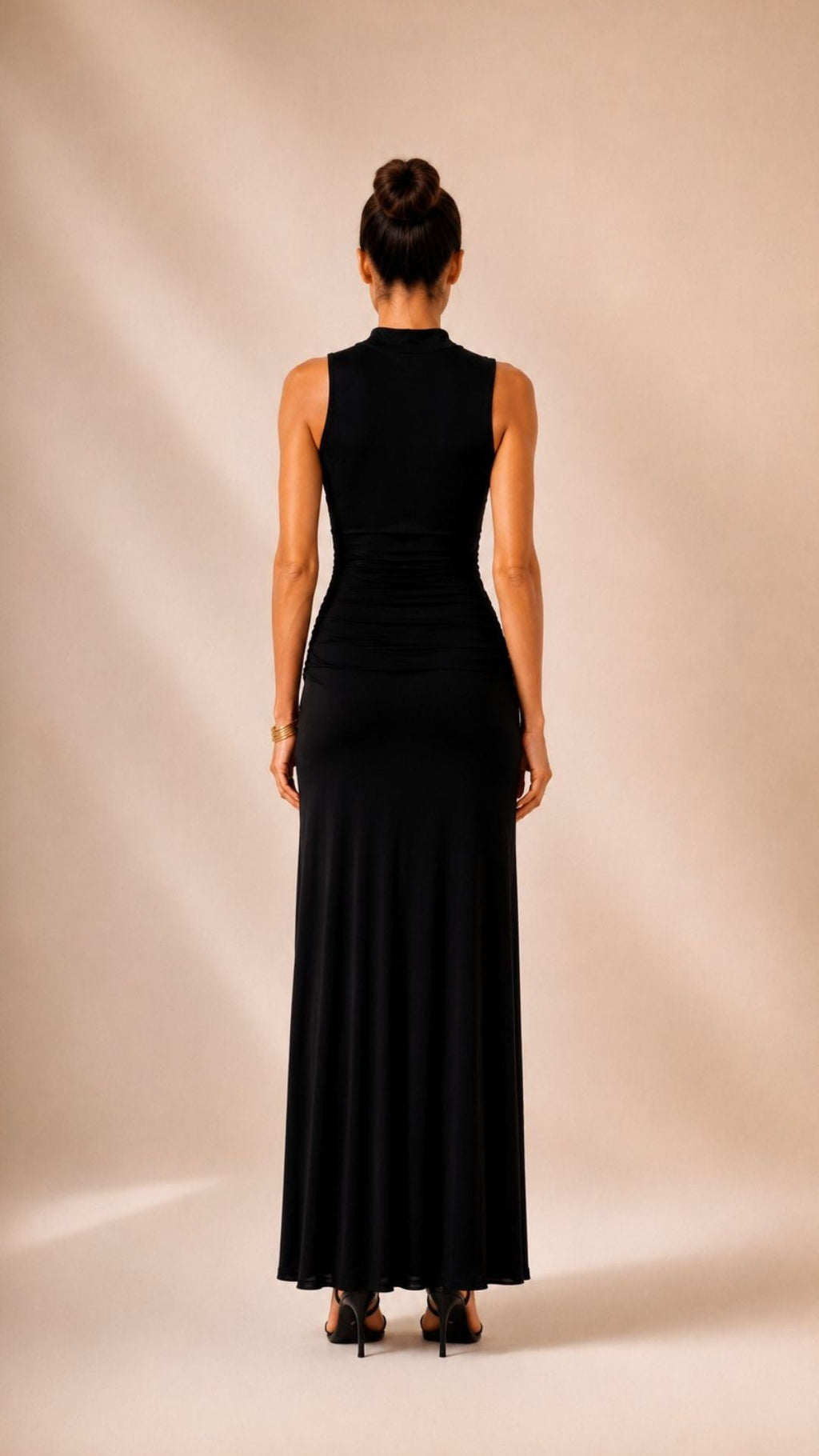SELENE BLACK STRETCH MAXI DRESS