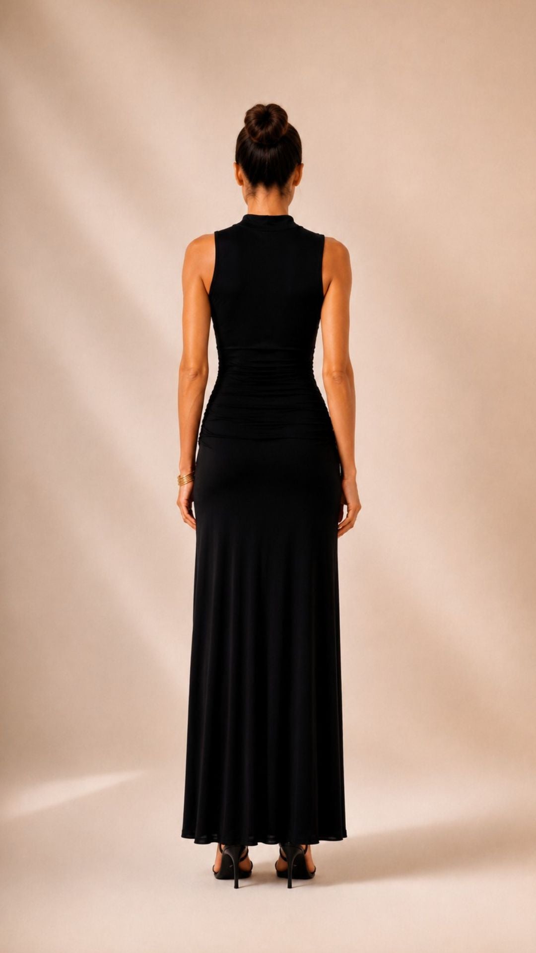 SELENE BLACK STRETCH MAXI DRESS