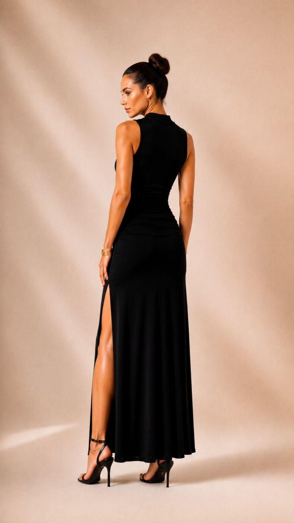 SELENE BLACK STRETCH MAXI DRESS