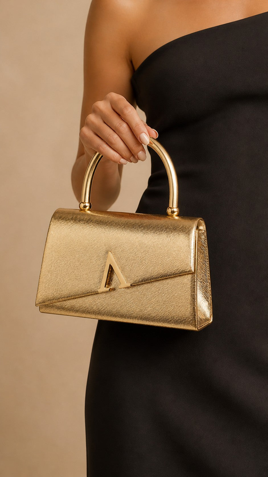 ALESSIA GOLD HANDLE BAG