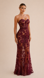 FIORELLA FLORAL LACE MAXI DRESS