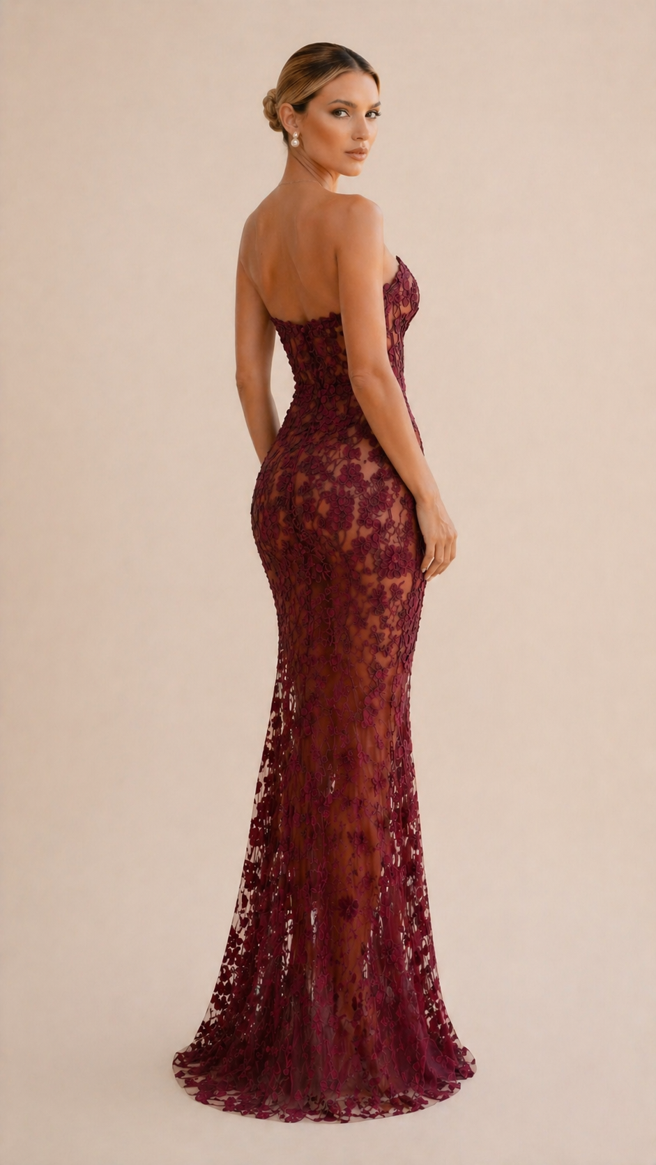 FIORELLA FLORAL LACE MAXI DRESS