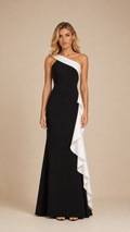 VALERIA CONTRAST RUFFLE MAXI DRESS
