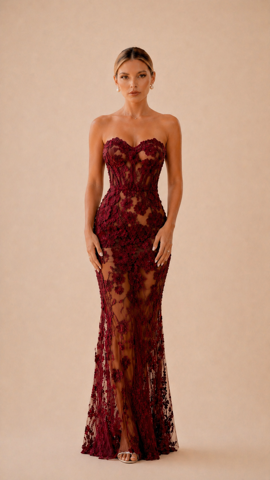 FIORELLA FLORAL LACE MAXI DRESS