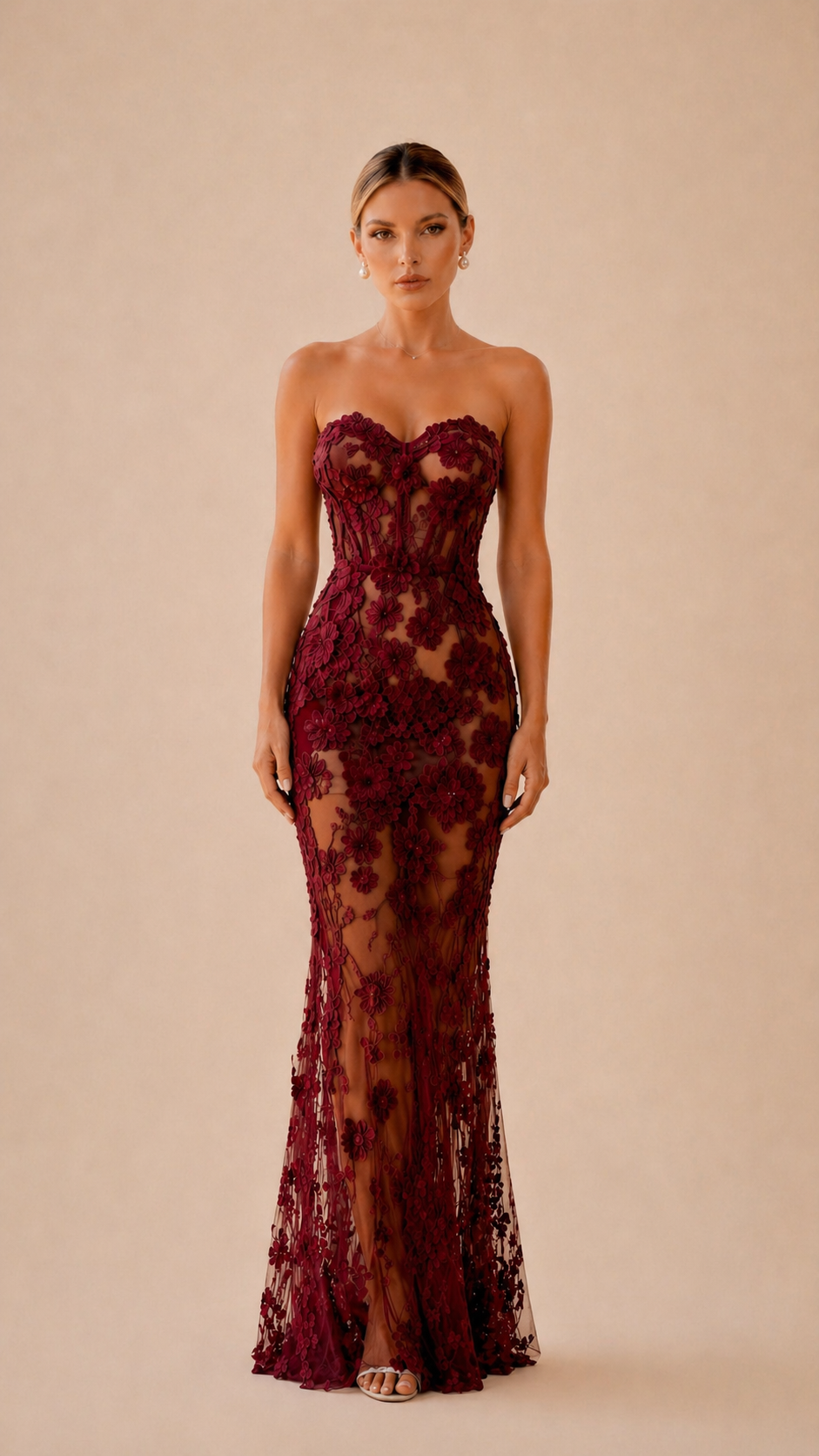 FIORELLA FLORAL LACE MAXI DRESS