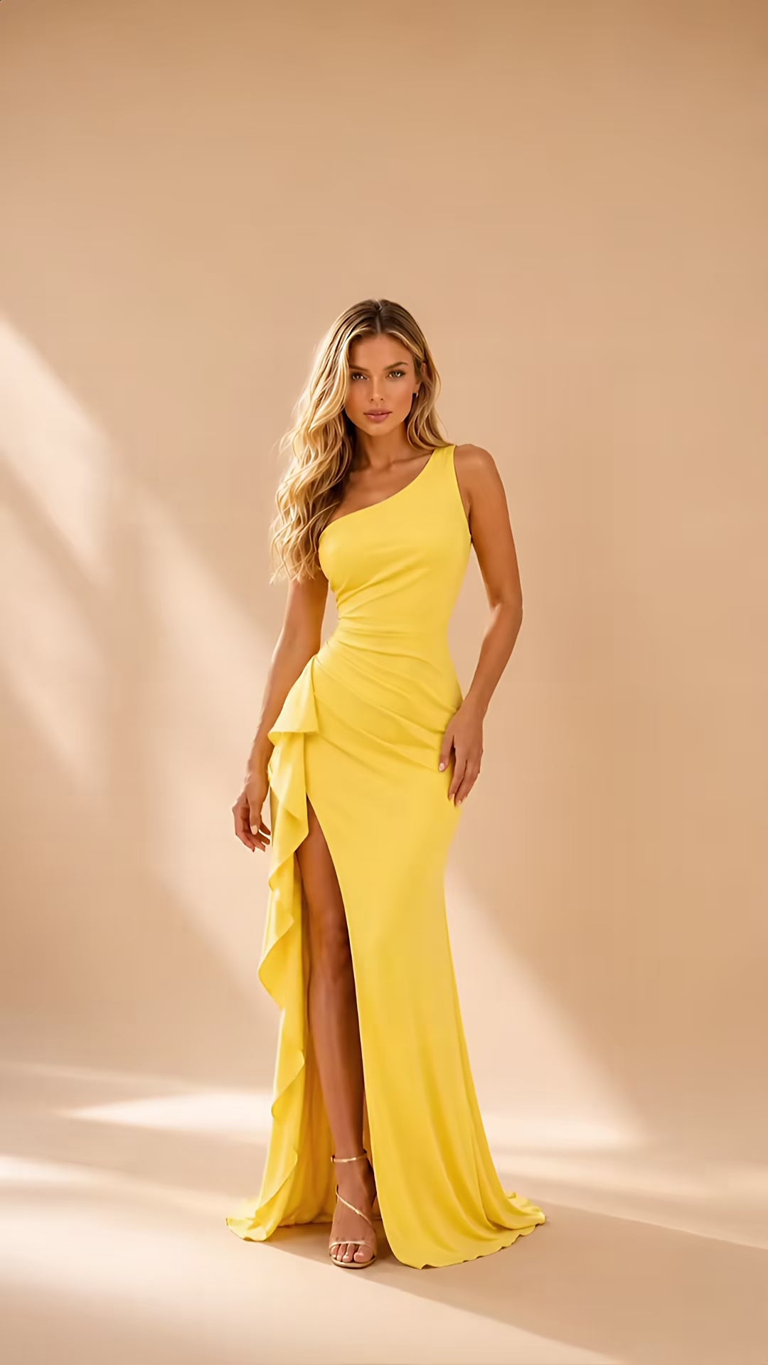 SOLEA LEMON ONE-SHOULDER MAXI DRESS